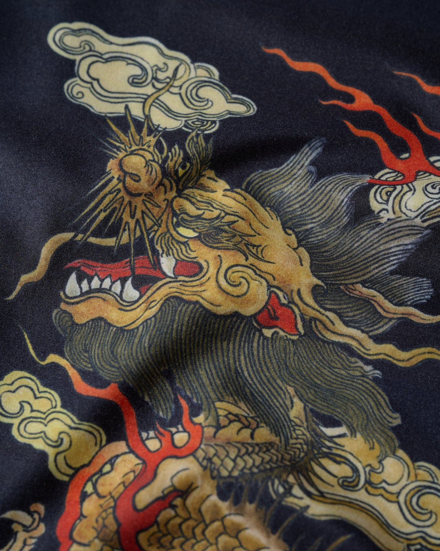 "DOUBLE DRAGON" OVERPRINT CAMP COLLAR SHIRT / OG