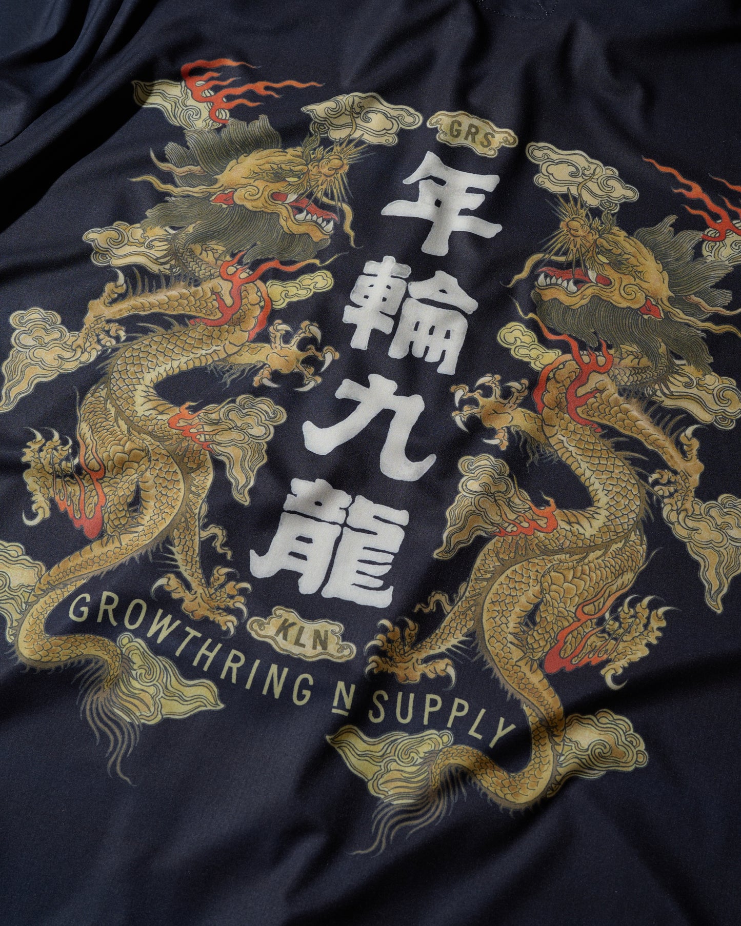 "DOUBLE DRAGON" OVERPRINT CAMP COLLAR SHIRT / OG