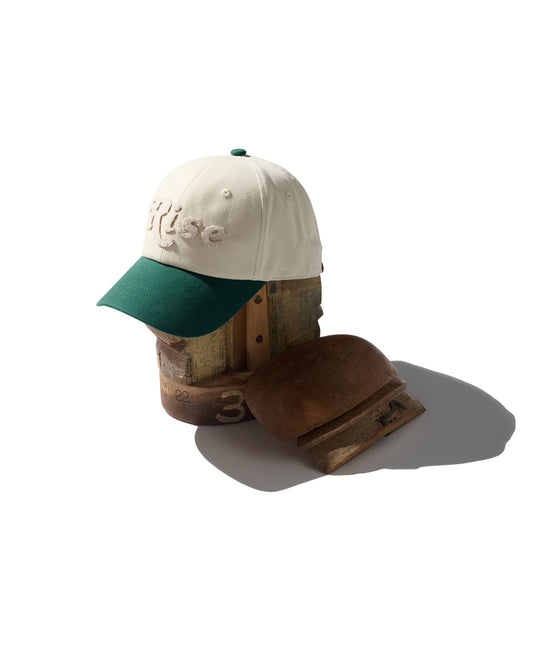 HAND QUILTED “RISE” TWO TONE CAP / OFF-WHITE & GREEN