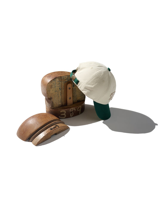 HAND QUILTED “RISE” TWO TONE CAP / OFF-WHITE & GREEN