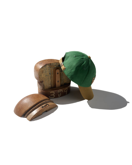HAND QUILTED “GRS” TWO TONE CAP / GREEN & MUSTARD