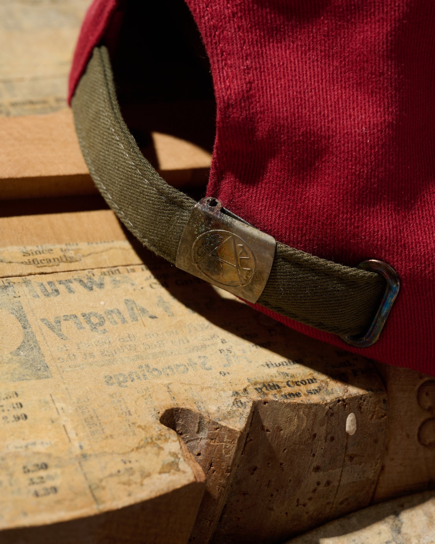 HAND QUILTED “GRS” TWO TONE CAP / OLIVE & RED