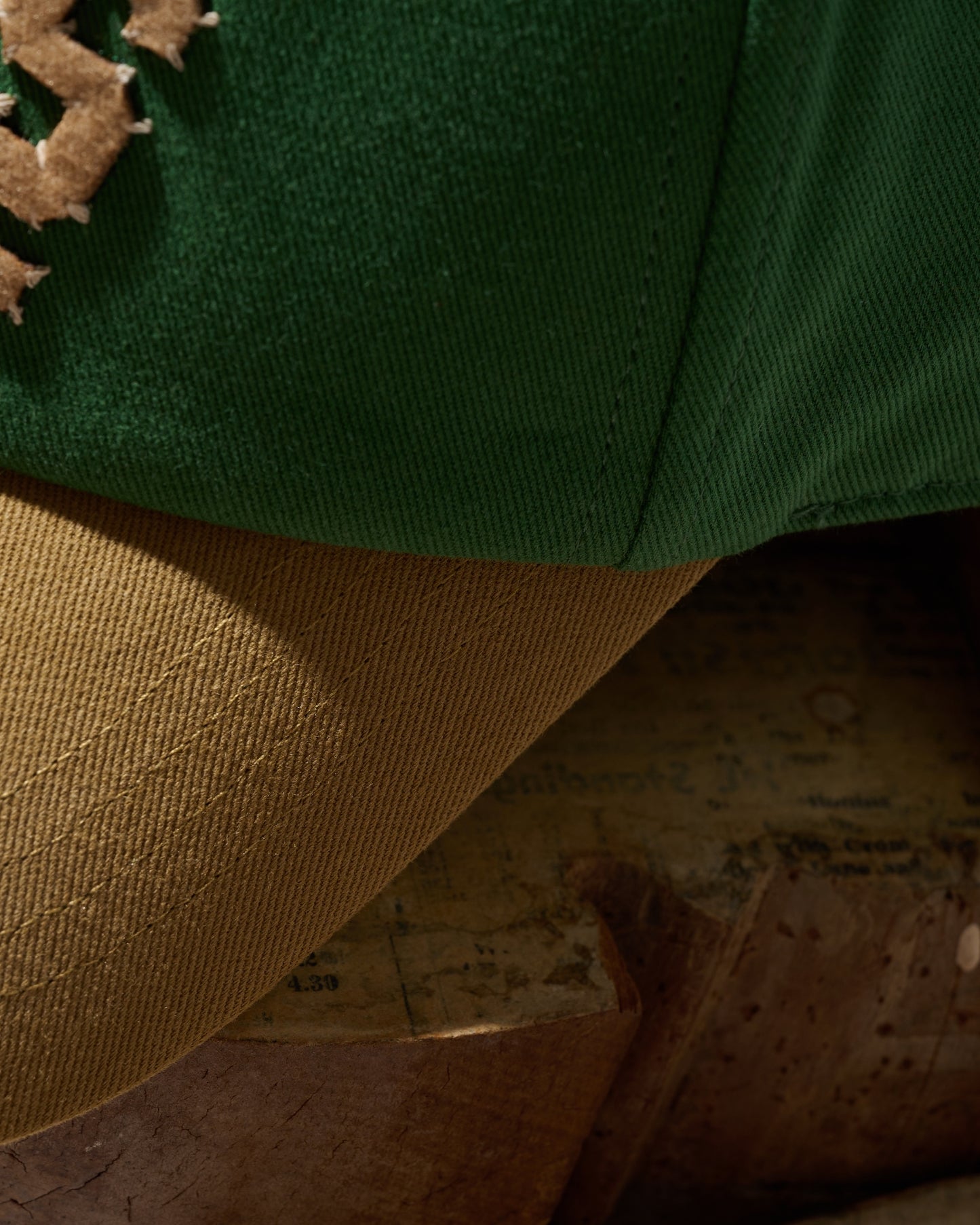 HAND QUILTED “GRS” TWO TONE CAP / GREEN & MUSTARD