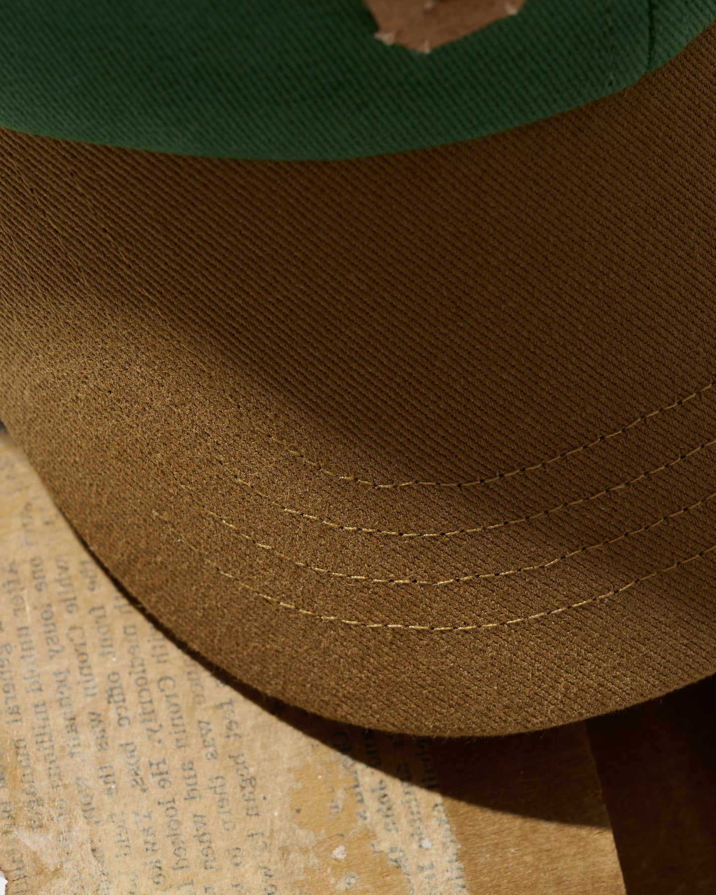 HAND QUILTED “GRS” TWO TONE CAP / GREEN & MUSTARD
