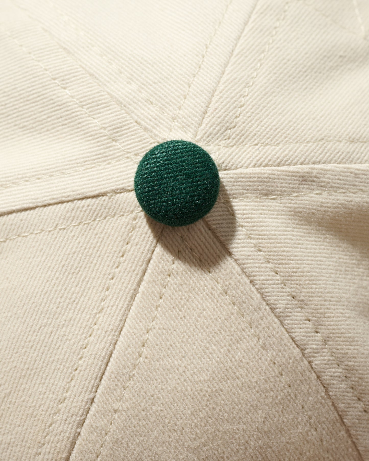 HAND QUILTED “RISE” TWO TONE CAP / OFF-WHITE & GREEN