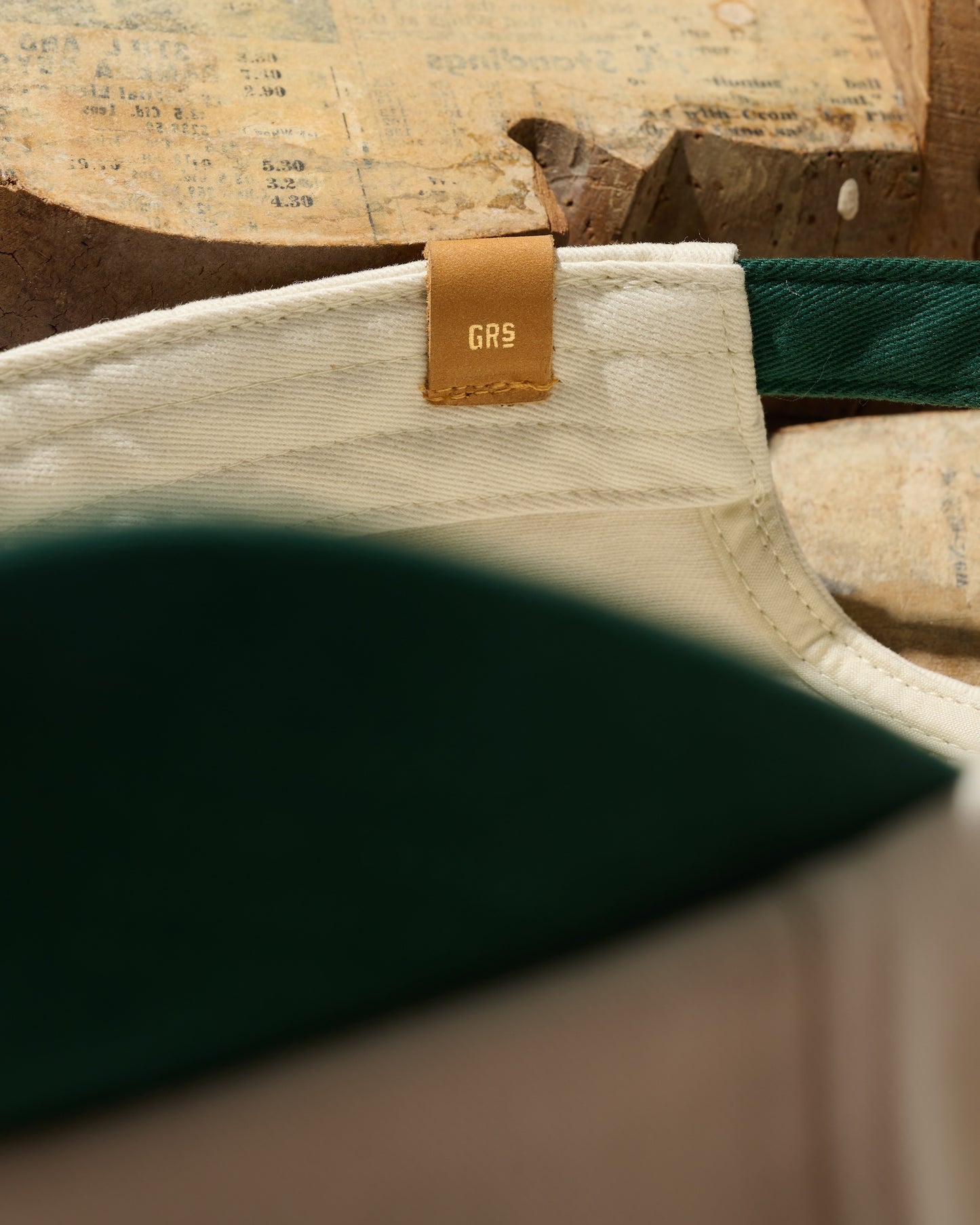HAND QUILTED “RISE” TWO TONE CAP / OFF-WHITE & GREEN