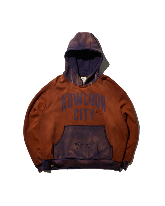 DISTRESSED "KOWLOON CITY" TWO TONE HOODIES