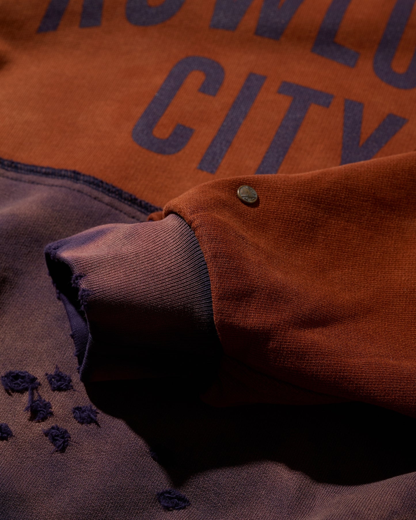 DISTRESSED "KOWLOON CITY" TWO TONE HOODIES