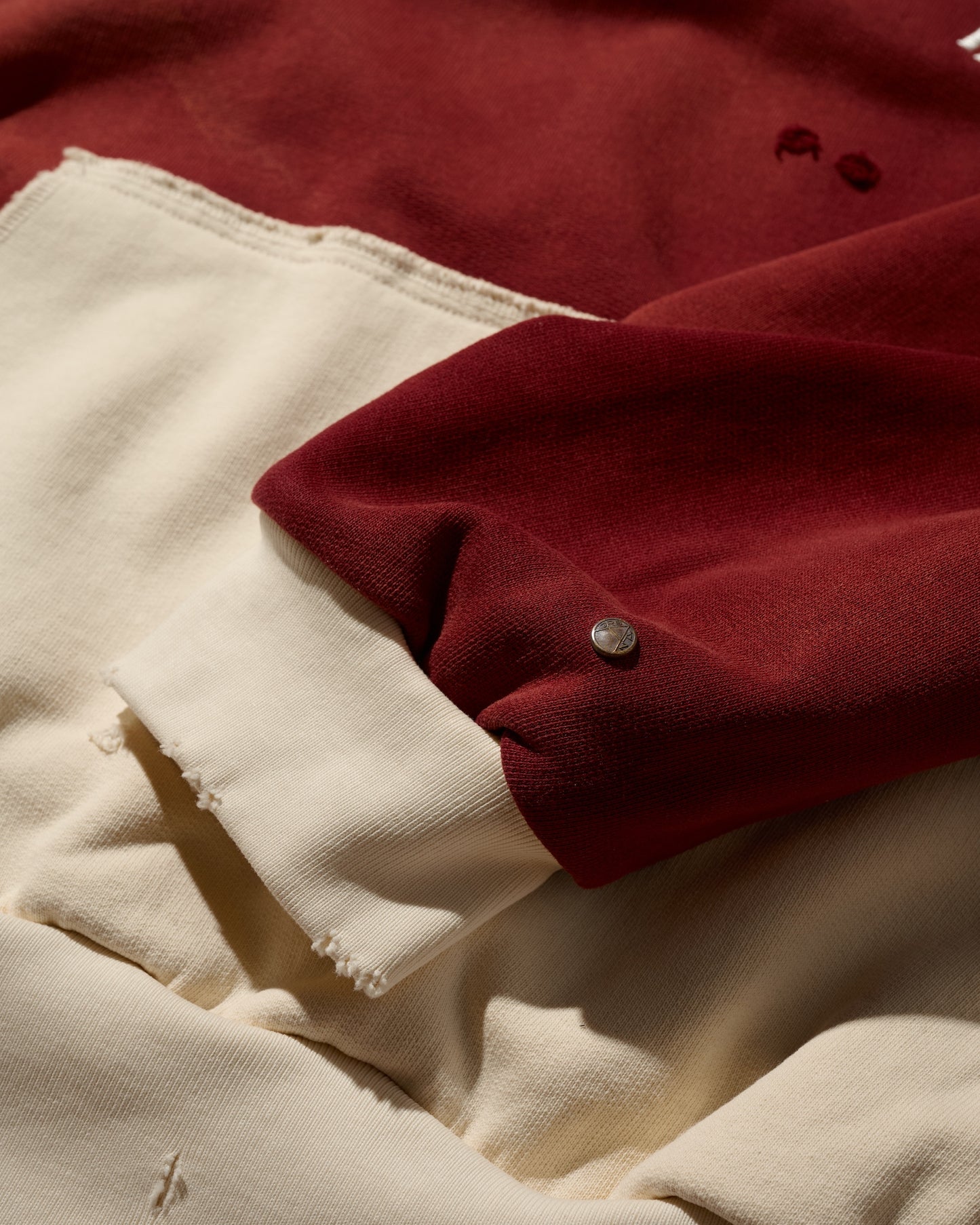 DISTRESSED"KN" TWO TONE HOODIES