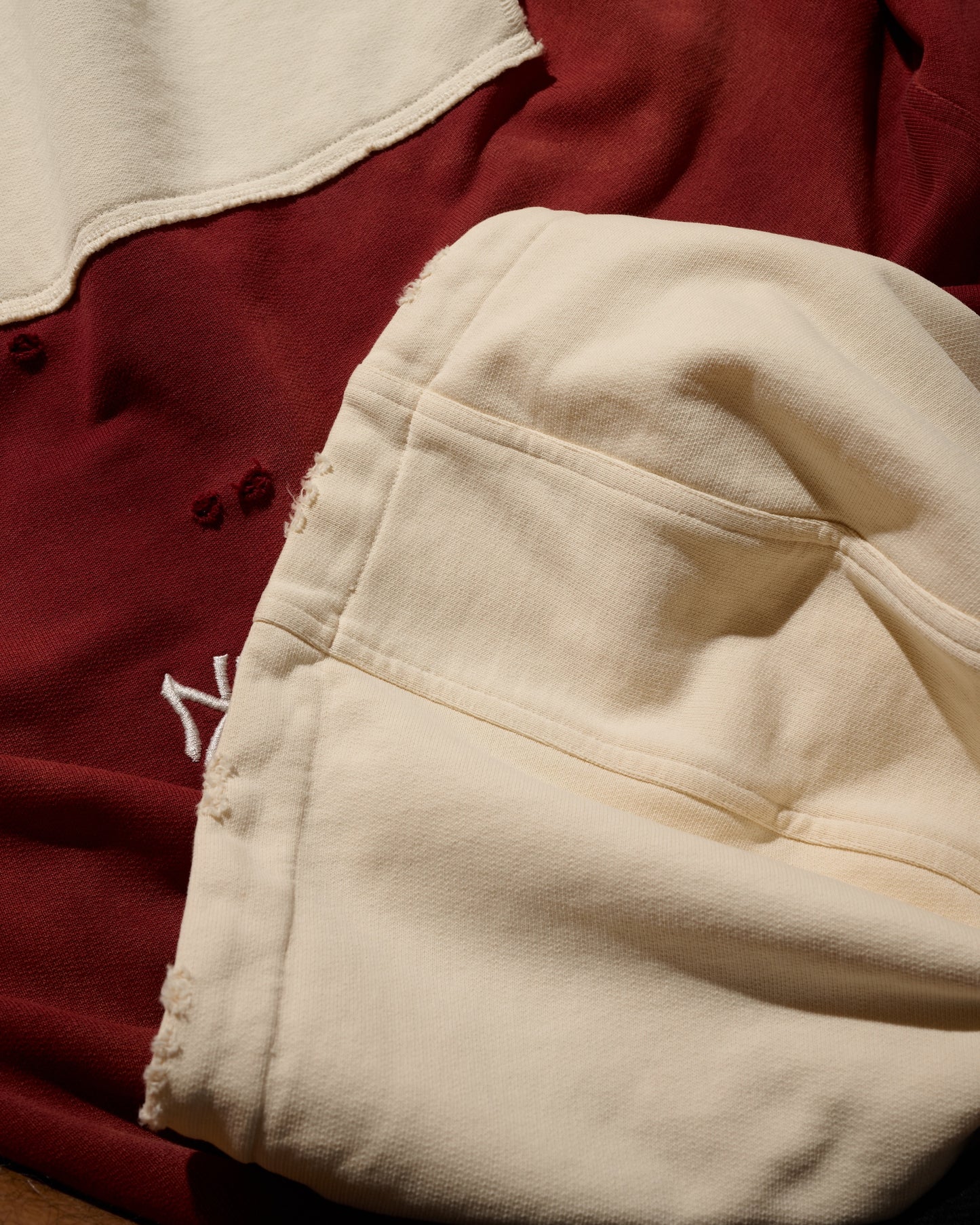 DISTRESSED"KN" TWO TONE HOODIES