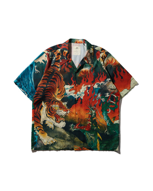 DOWNHILL TIGER & DRAGON OVERPRINT CREPE SHIRT - ORIGINAL