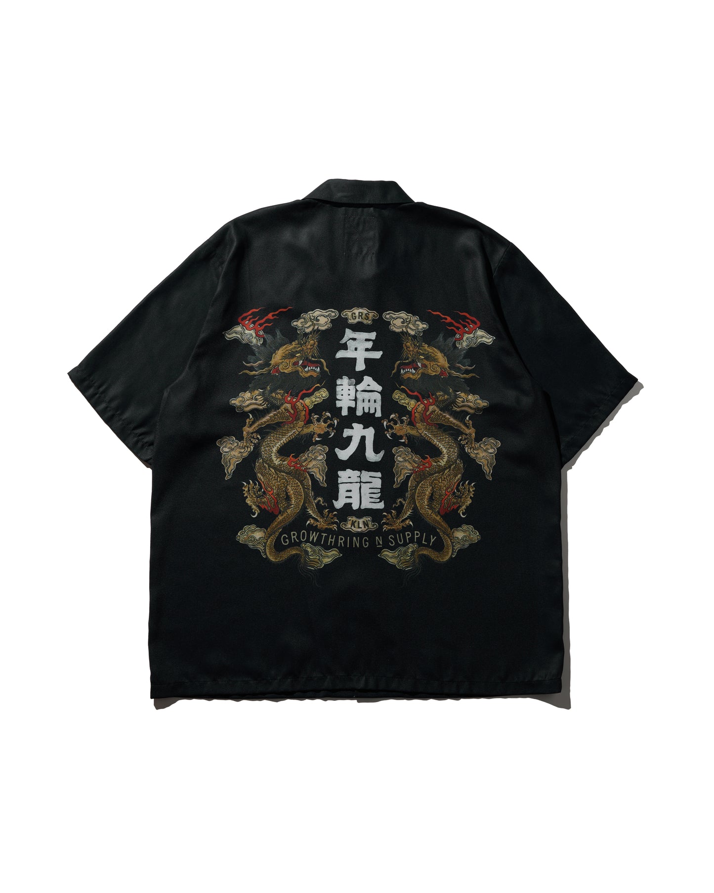 DOUBLE DRAGON OVERPRINT CREPE SHIRT / BLACK