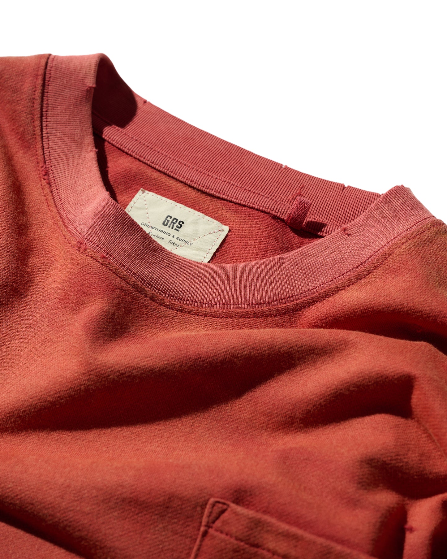 GRS SUN FADED S/S POCKET TEE / BURGANDY