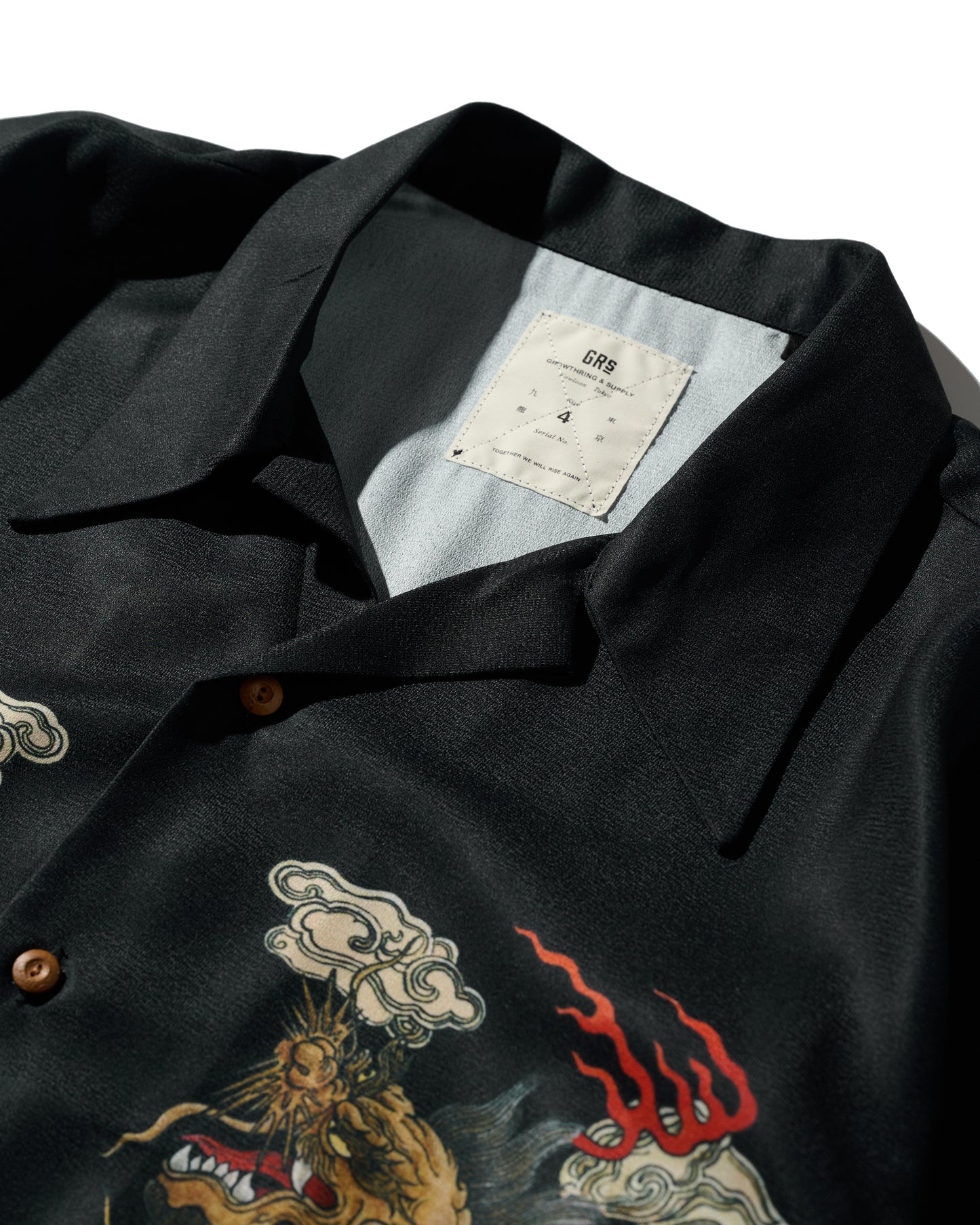 DOUBLE DRAGON OVERPRINT CREPE SHIRT / BLACK
