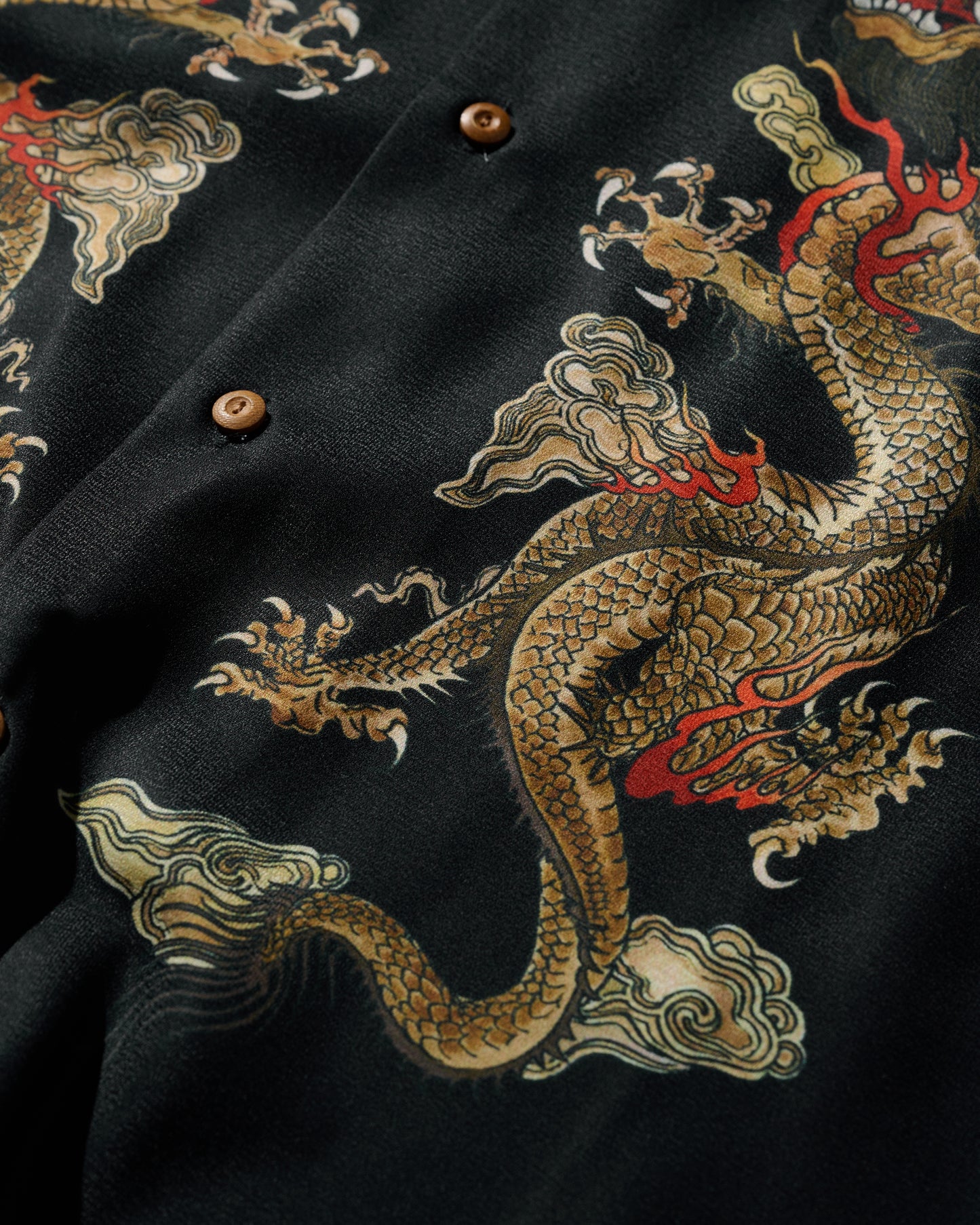 DOUBLE DRAGON OVERPRINT CREPE SHIRT / BLACK