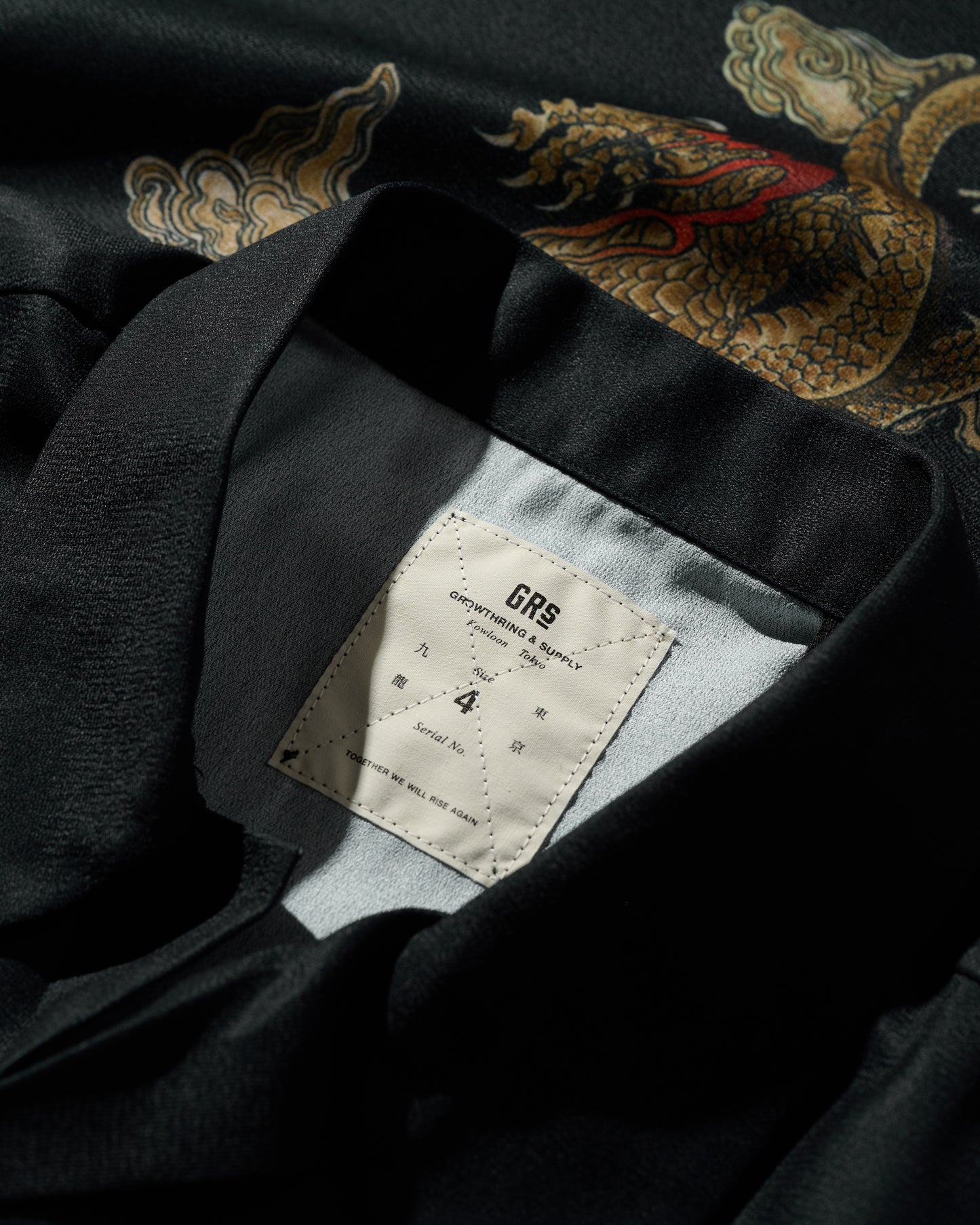 DOUBLE DRAGON OVERPRINT CREPE SHIRT / BLACK