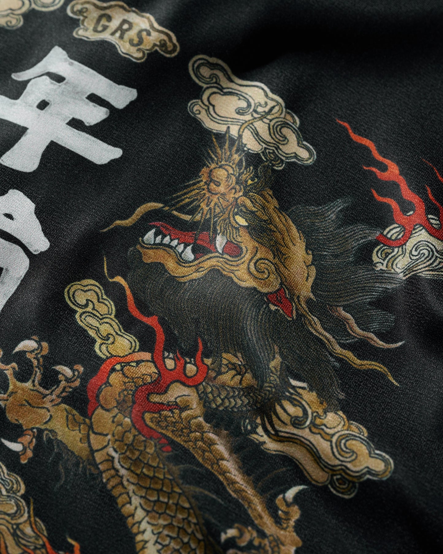 DOUBLE DRAGON OVERPRINT CREPE SHIRT / BLACK
