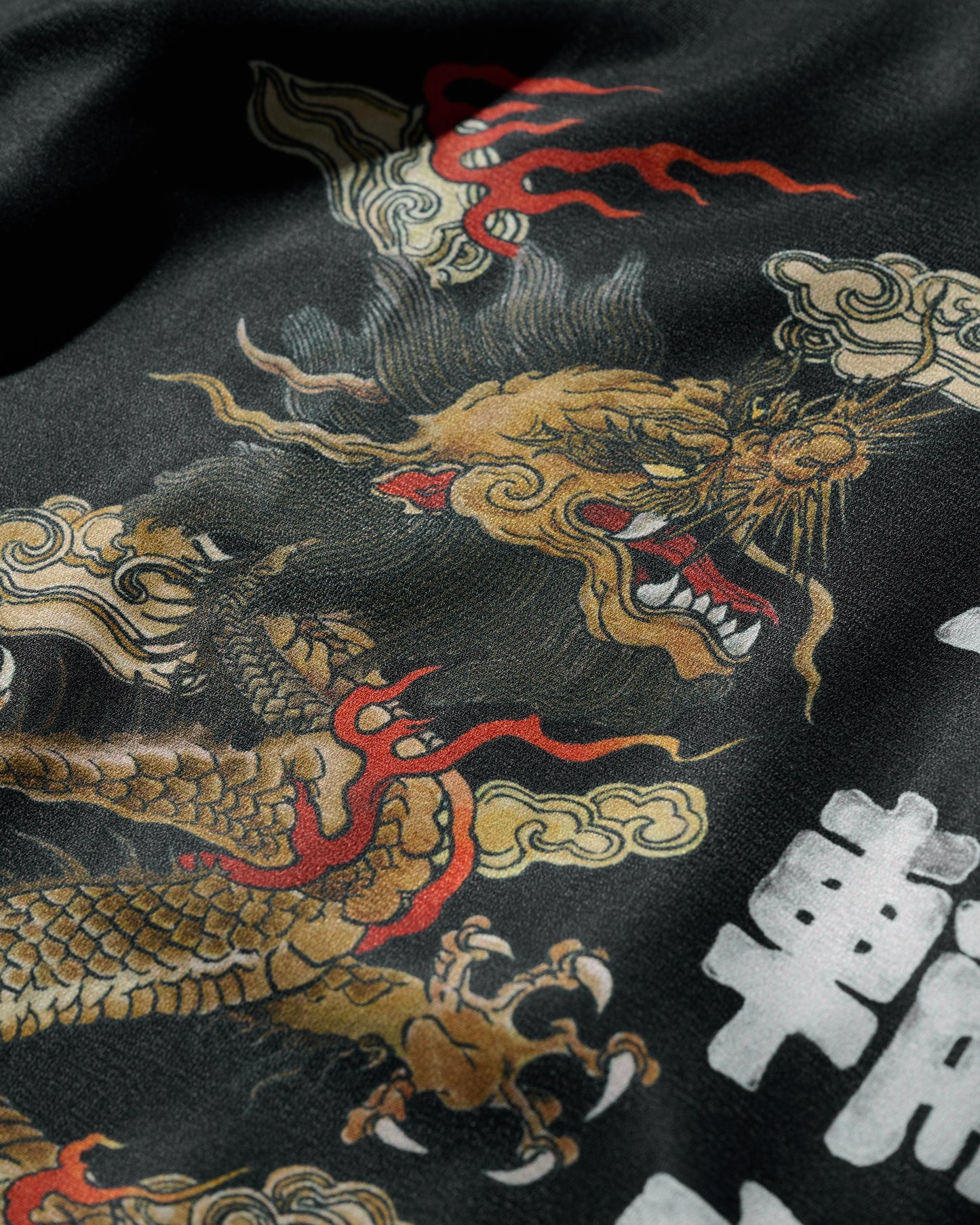 DOUBLE DRAGON OVERPRINT CREPE SHIRT / BLACK