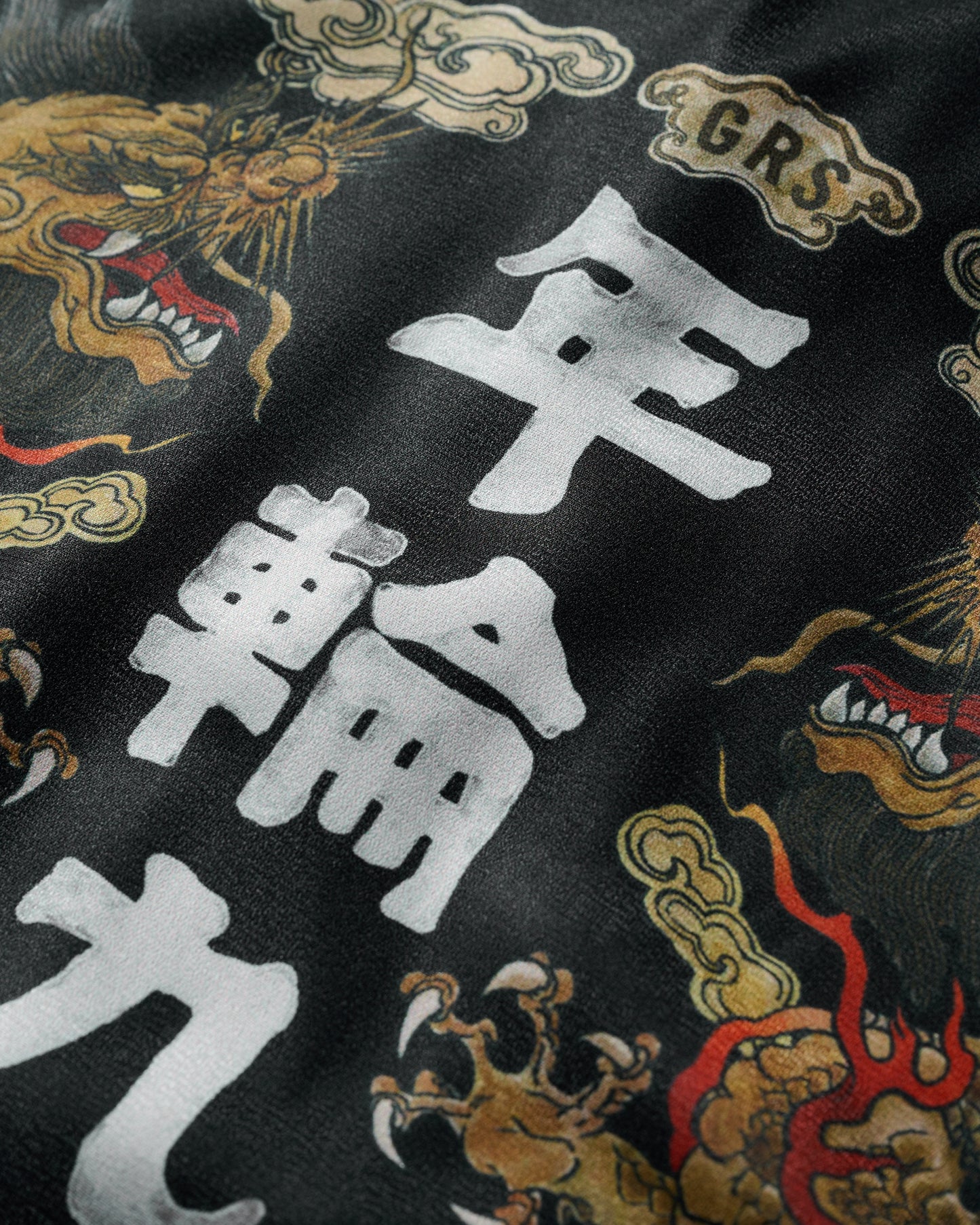 DOUBLE DRAGON OVERPRINT CREPE SHIRT / BLACK