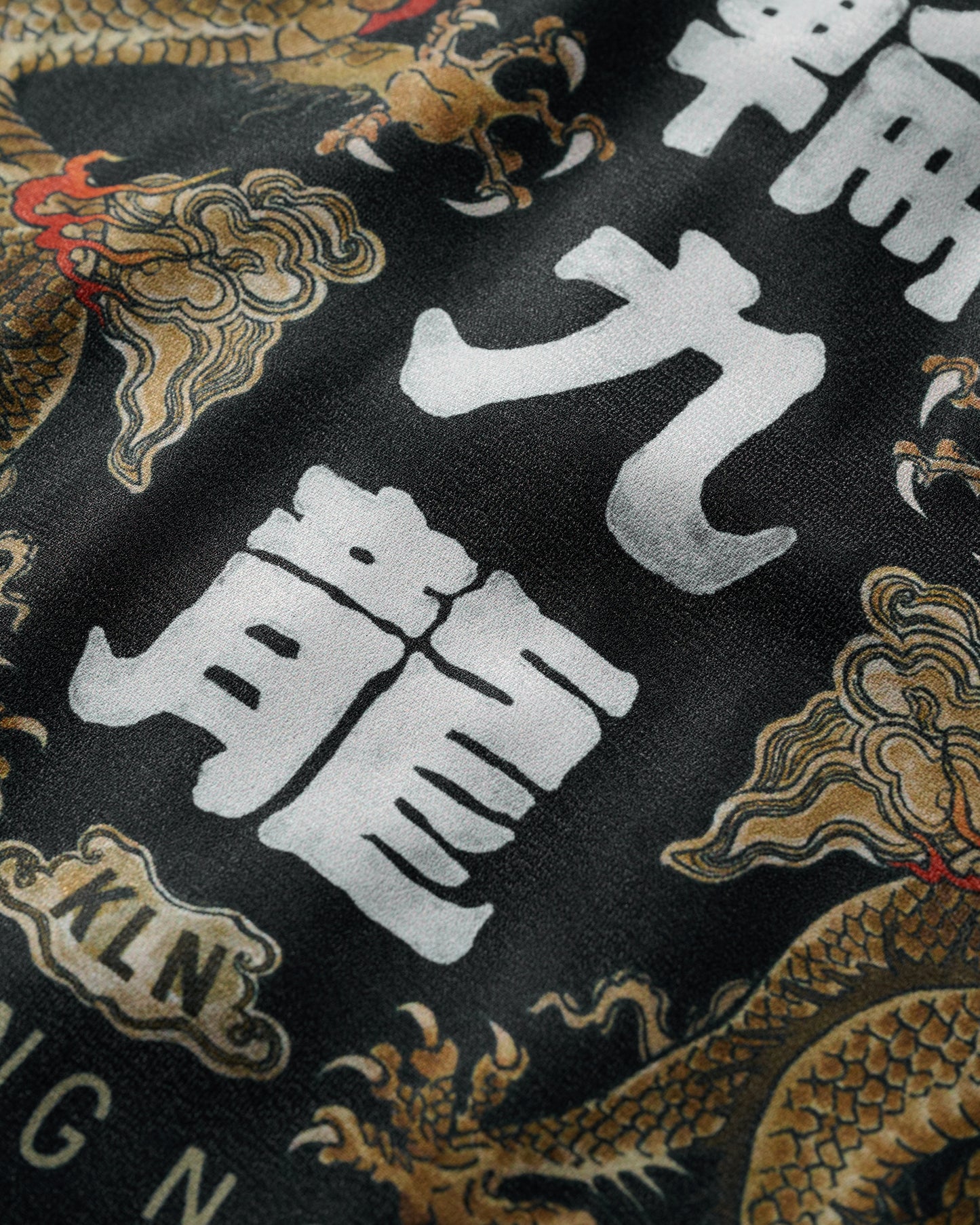 DOUBLE DRAGON OVERPRINT CREPE SHIRT / BLACK