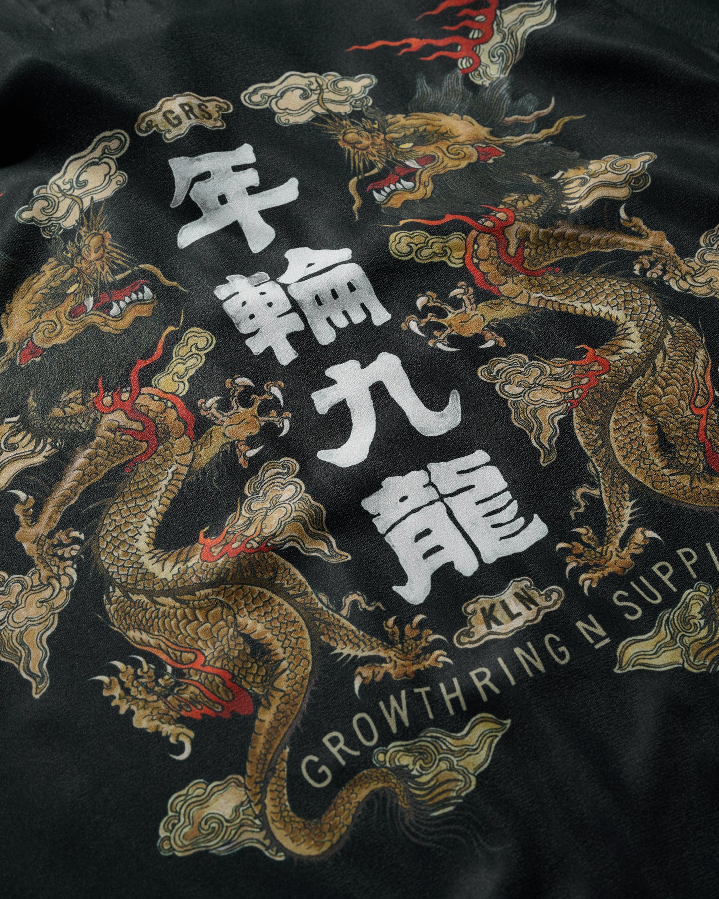 DOUBLE DRAGON OVERPRINT CREPE SHIRT / BLACK