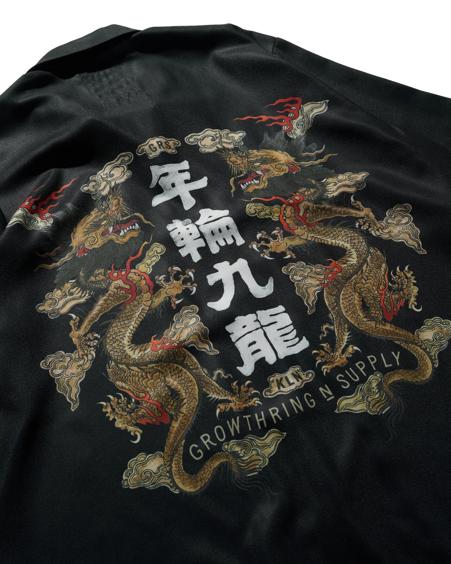 DOUBLE DRAGON OVERPRINT CREPE SHIRT / BLACK