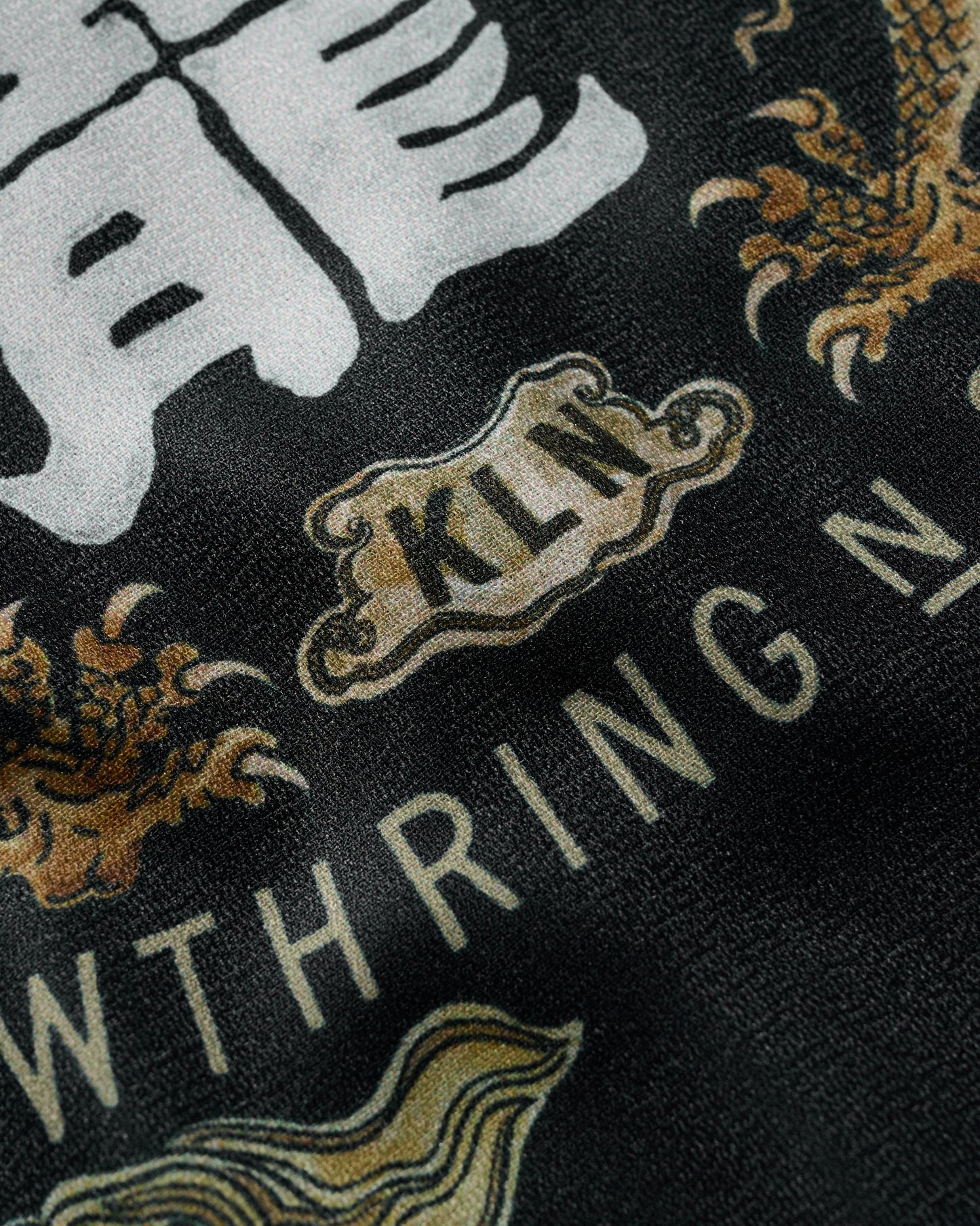 DOUBLE DRAGON OVERPRINT CREPE SHIRT / BLACK