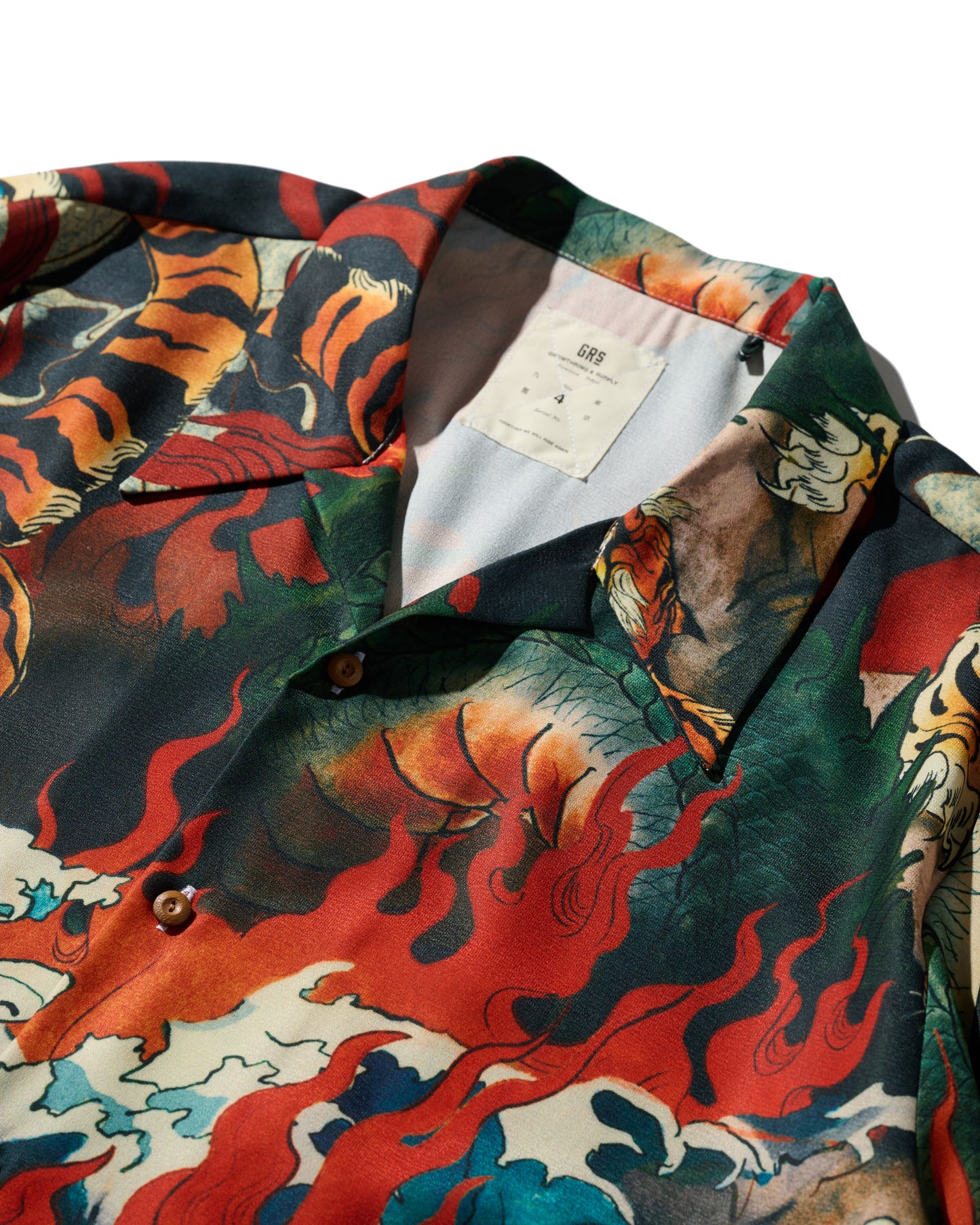 DOWNHILL TIGER & DRAGON" OVERPRINT CREPE SHIRT / ORIGIN