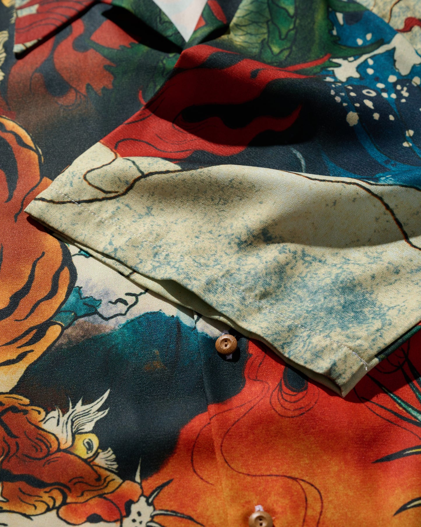 DOWNHILL TIGER & DRAGON" OVERPRINT CREPE SHIRT / ORIGIN