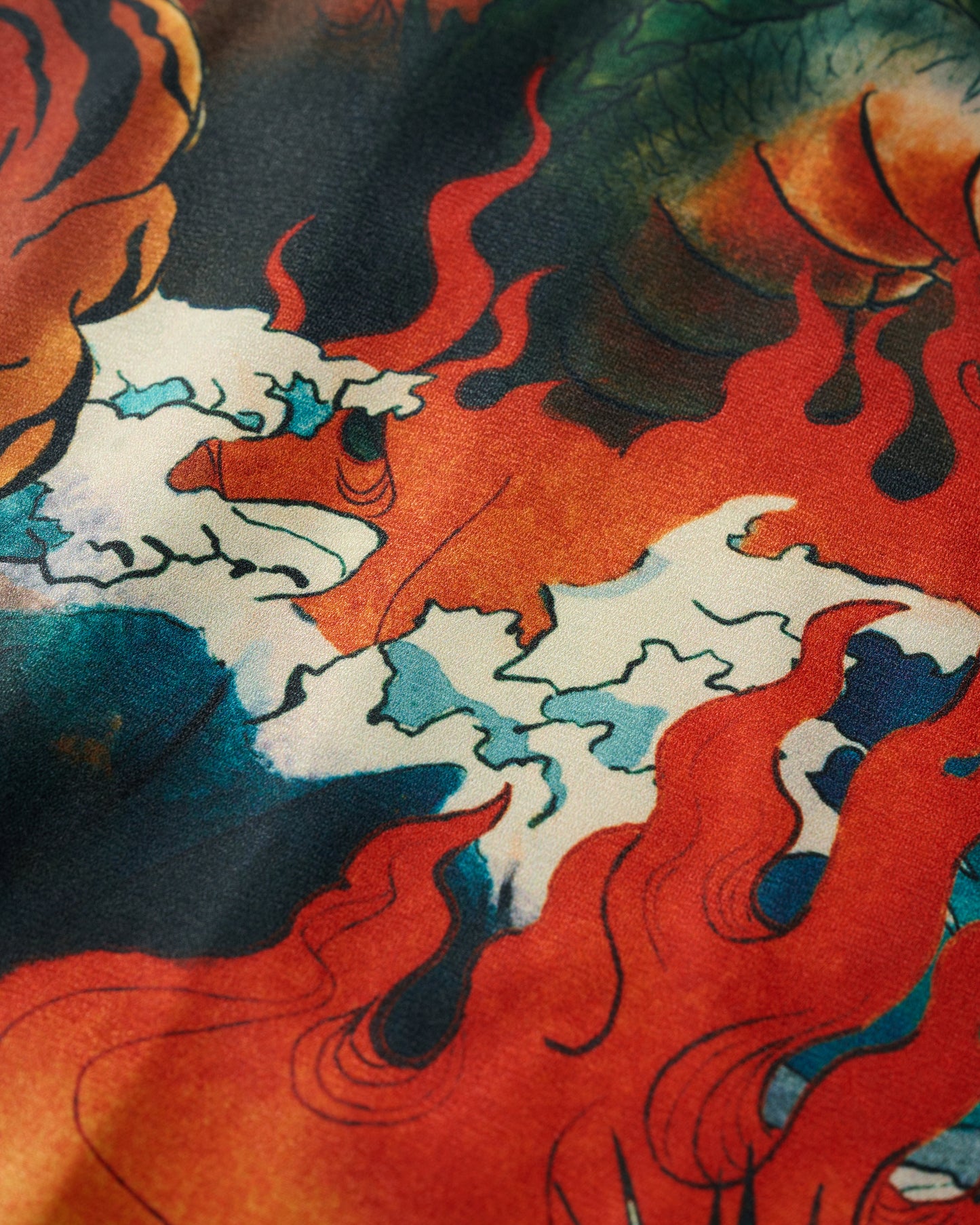 DOWNHILL TIGER & DRAGON" OVERPRINT CREPE SHIRT / ORIGIN