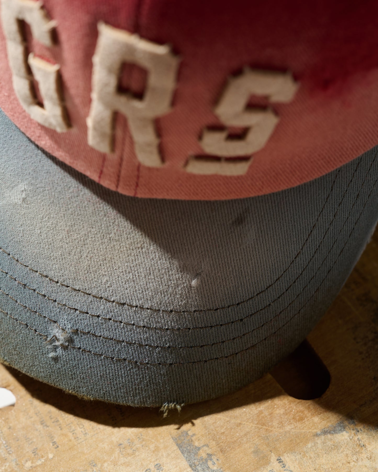 SUN FADED DISTRESSED “GRS” TWO TONE CAP / OLIVE & RED