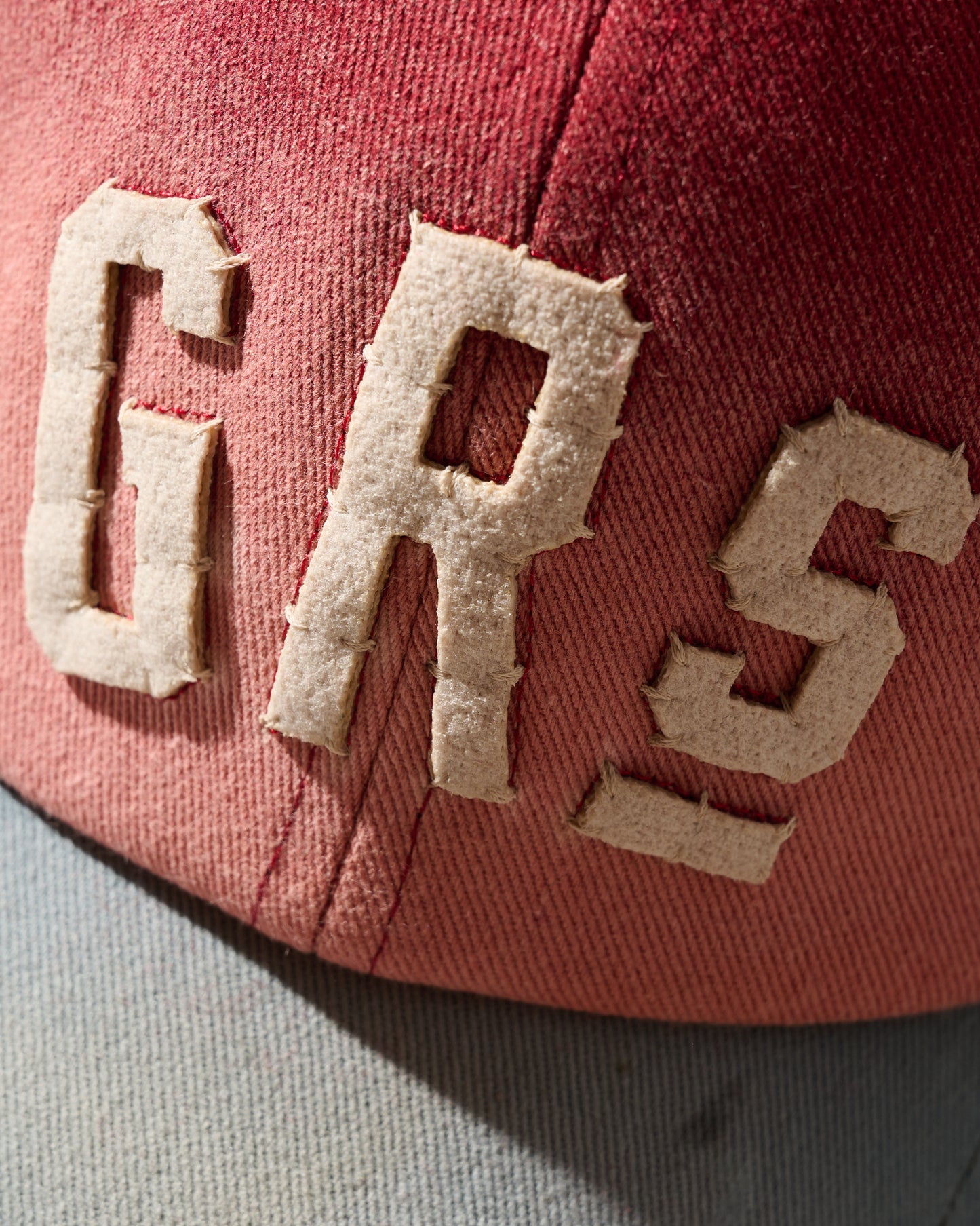 SUN FADED DISTRESSED “GRS” TWO TONE CAP / OLIVE & RED