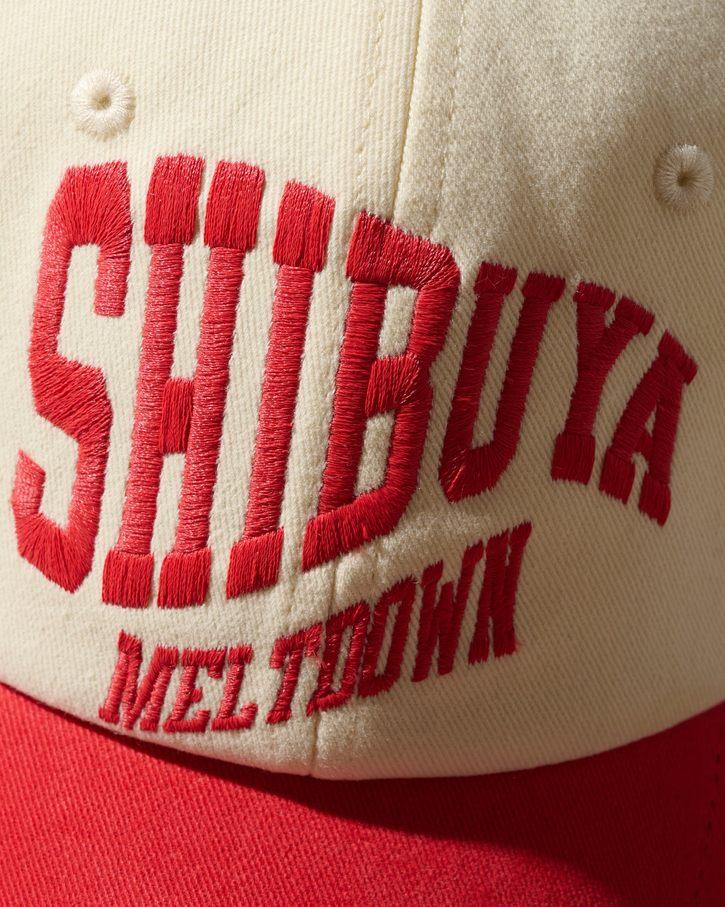 SHIBUYA MELTDOWN EMBROIDERY CAP / RED & CREAM
