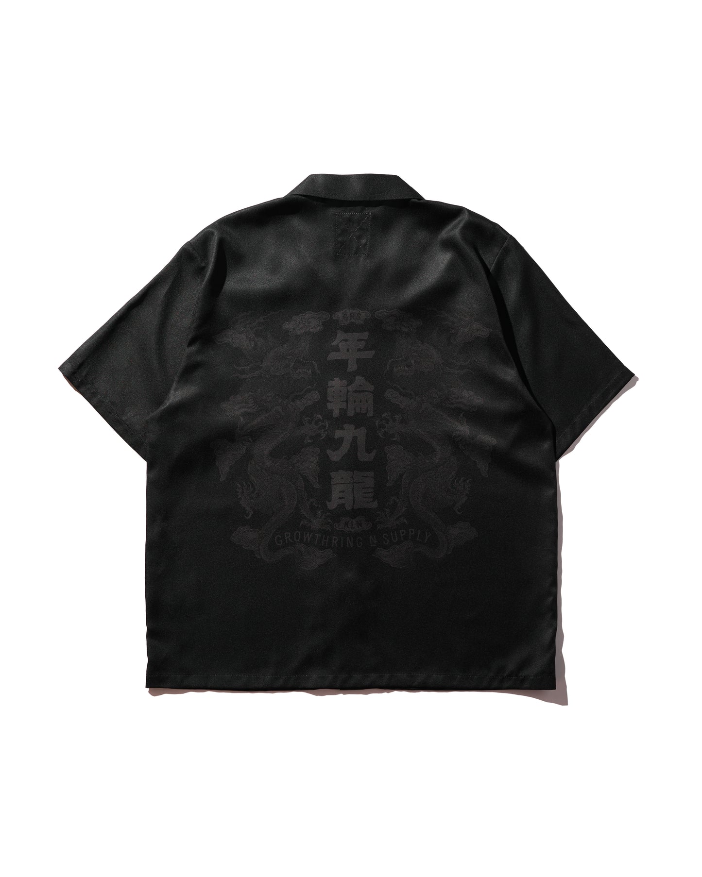 DOUBLE DRAGON OVERPRINT CREPE SHIRT / MONO BLACK