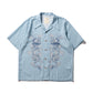 DOUBLE DRAGON OVERPRINT CREPE SHIRT / SEASIDE BLUE