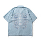 DOUBLE DRAGON OVERPRINT CREPE SHIRT / SEASIDE BLUE