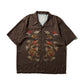 DOUBLE DRAGON OVERPRINT CREPE SHIRT / BROWN
