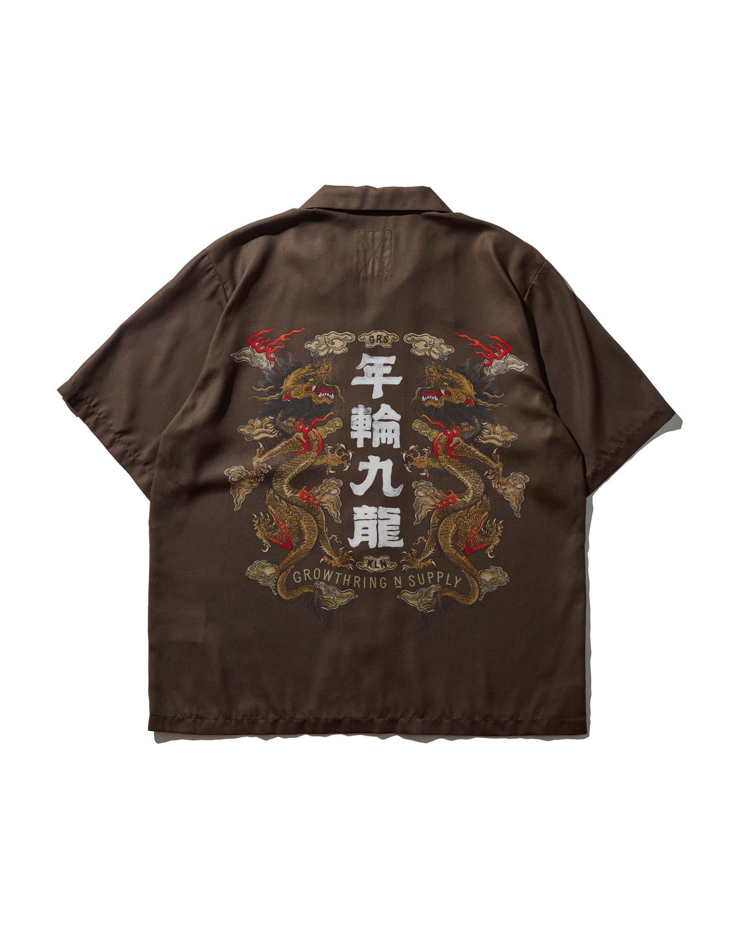 DOUBLE DRAGON OVERPRINT CREPE SHIRT / BROWN