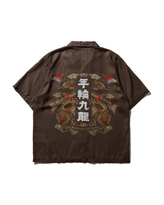DOUBLE DRAGON OVERPRINT CREPE SHIRT / BROWN