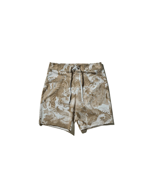 DOWNHILL TIGER & DRAGON  SWIM SHORTS / SAFARI