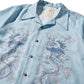 DOUBLE DRAGON OVERPRINT CREPE SHIRT / SEASIDE BLUE