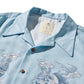 DOUBLE DRAGON OVERPRINT CREPE SHIRT / SEASIDE BLUE