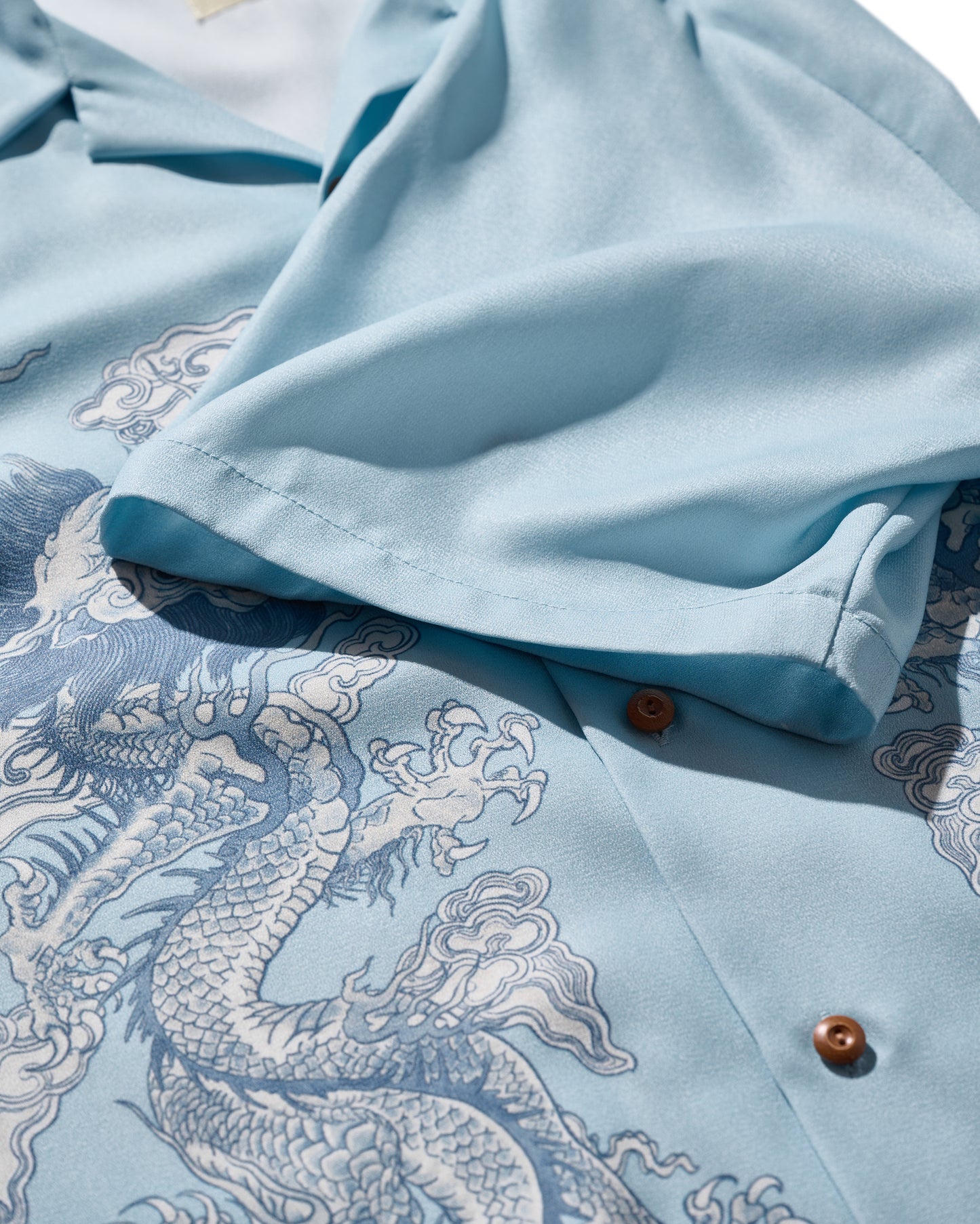 DOUBLE DRAGON OVERPRINT CREPE SHIRT / SEASIDE BLUE