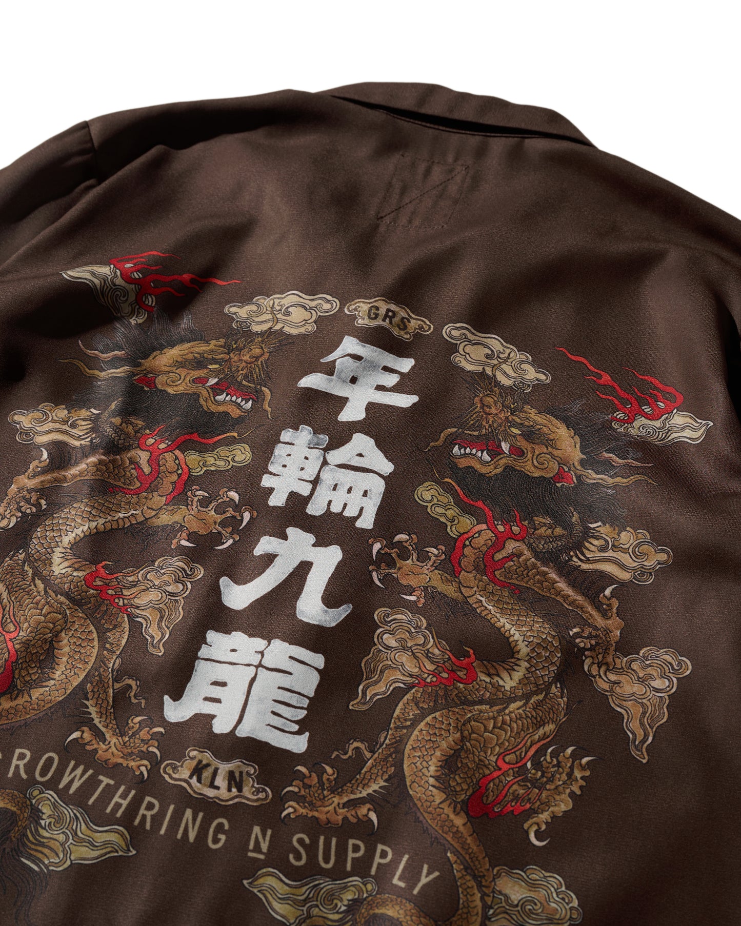 DOUBLE DRAGON OVERPRINT CREPE SHIRT / BROWN