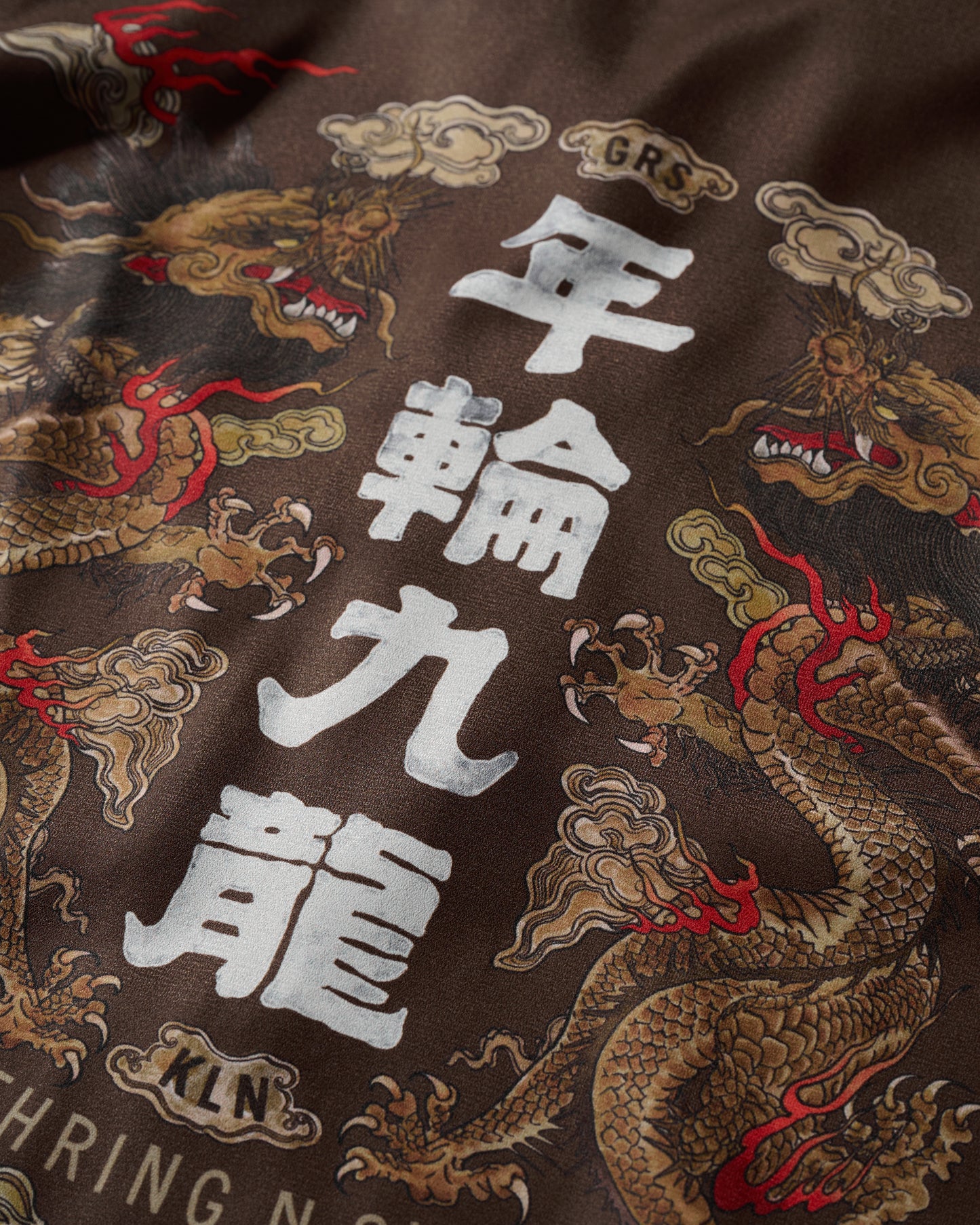 DOUBLE DRAGON OVERPRINT CREPE SHIRT / BROWN