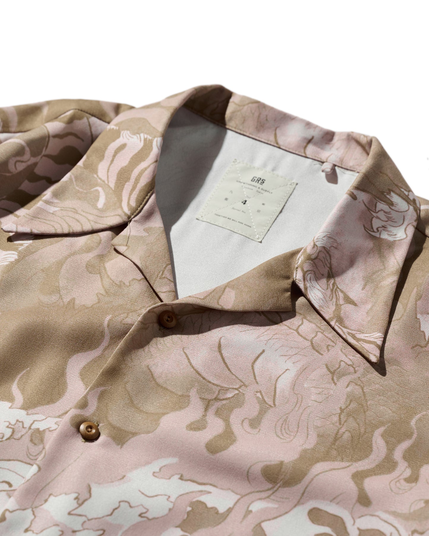 DOWNHILL TIGER & DRAGON OVERPRINT CREPE SHIRT / SAFARI