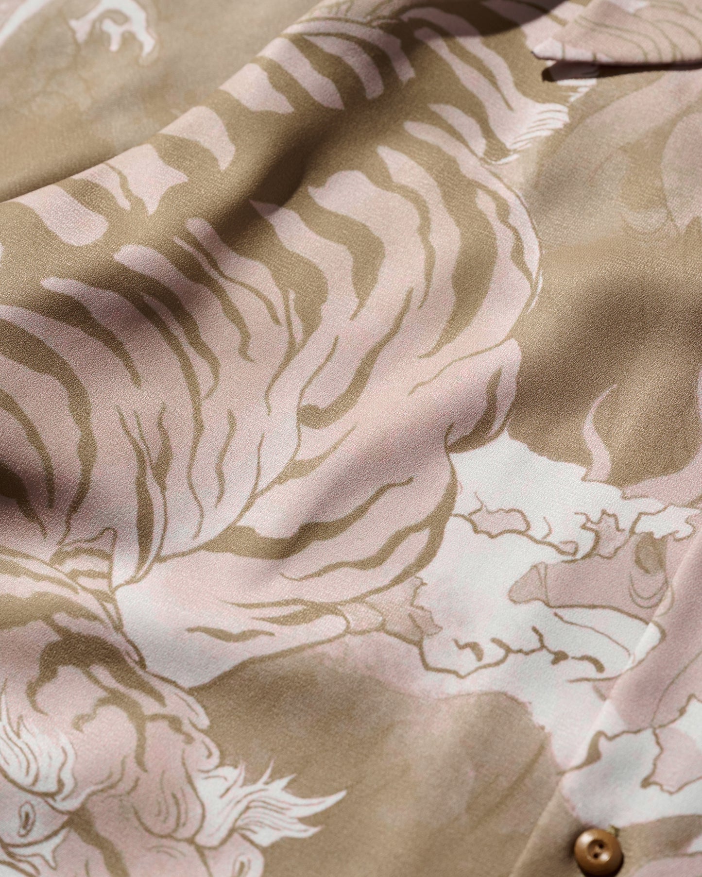 DOWNHILL TIGER & DRAGON OVERPRINT CREPE SHIRT / SAFARI