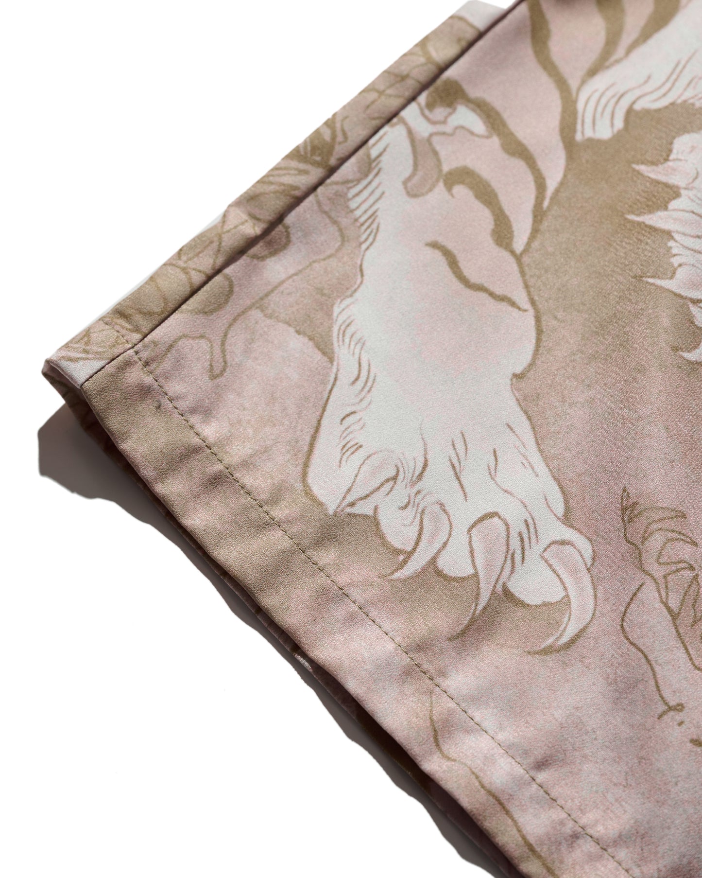 DOWNHILL TIGER & DRAGON OVERPRINT CREPE SHIRT / SAFARI