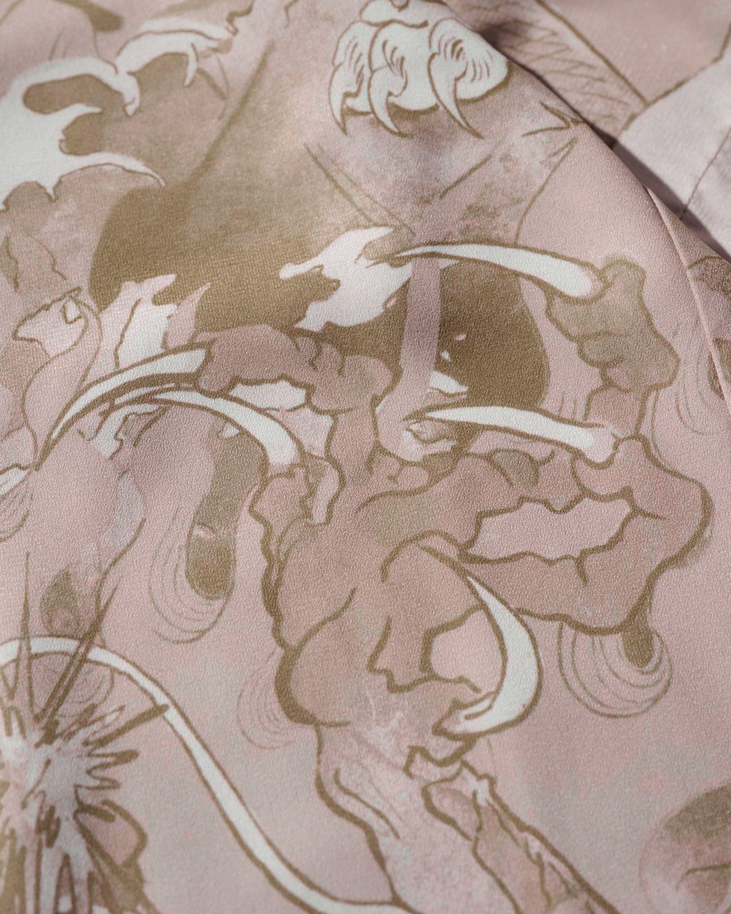 DOWNHILL TIGER & DRAGON OVERPRINT CREPE SHIRT / SAFARI
