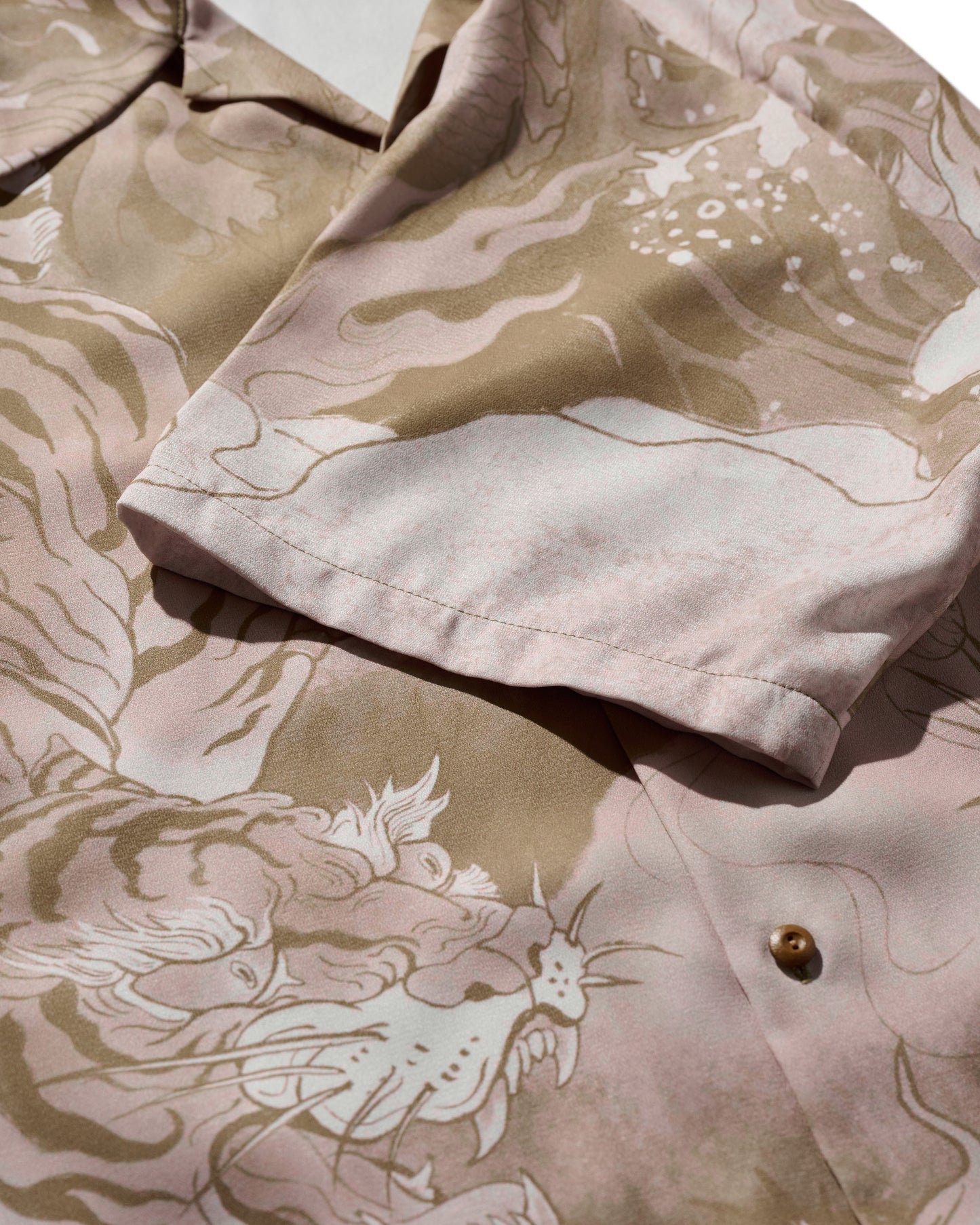 DOWNHILL TIGER & DRAGON OVERPRINT CREPE SHIRT / SAFARI